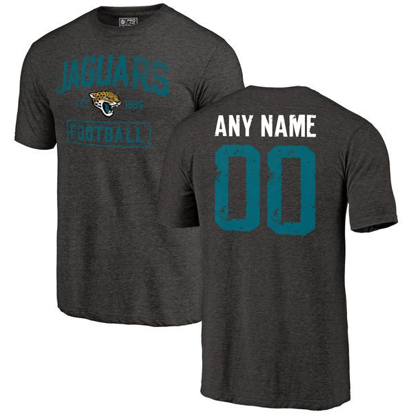 Men Black Jacksonville Jaguars Distressed Custom Name and Number Tri-Blend Custom NFL T-Shirt->->Sports Accessory